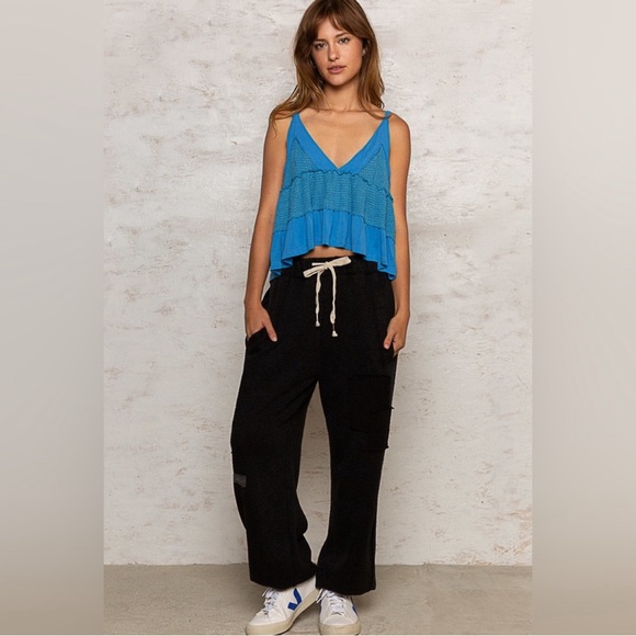 New POL Pacific Blue Lightweight V-Neck Babydoll Tank Top - Picture 3 of 6